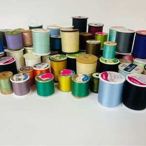 Quilting and Sewing Thread Multicolored Mixed Lot of 66 Spools New And Used Lot